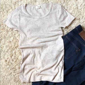 NEW Madewell | Slim Ribbed Tee | Cream, XS